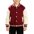 thumbnail image 1 of GiLiling Boys and Girls Varsity Letterman Jacket Baseball Bomber Coat Toddler Boys Winter Fall Fleece Long Sleeve Jacket (Red, 4-5 Years), 1 of 9