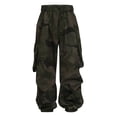 thumbnail image 1 of GiLiling Camouflage Cargo Pants for Teen Girls Boys Baggy Wide Leg Sweatpants Streetwear Hip Hop Loose Preppy School Joggers (Blackish Green, L), 1 of 9
