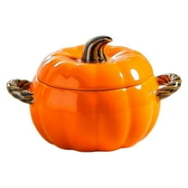 ​​GiLiling Ceramic Pumpkin Bowls with Lid | Oven-Safe Dutch Soup Pots | Cooking and Serving Dishes | Thanksgiving Halloween Themed | Festive Kitchen Presentation​​
