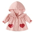 thumbnail image 1 of GiLiling Children Kids Toddler Infant Baby Girls Long Sleeve Ruffled Print Rain Jacket Coat Outwear Girls Lined Raincoat (Pink, 2-3 Years), 1 of 9