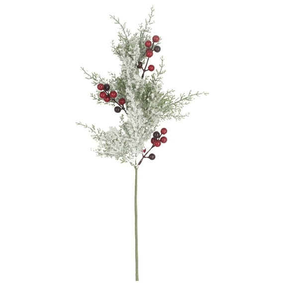 GiLiling Christmas Artificial Greenery Vase Decoration Bouquet Arrangement with Red Berries, Features Frosted Cedar Stems Perfect for Vase Centerpiece and Winter Holiday Table or Mantle Decor