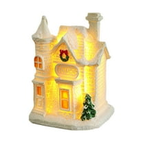 GiLiling Christmas Houses Resin Ornaments for Desktop Decoration, Lighted 2025 Cottage Town Tiny Figurine with LED Light for Winter Village Xmas Scene Displays, Equipped with Built-In Battery
