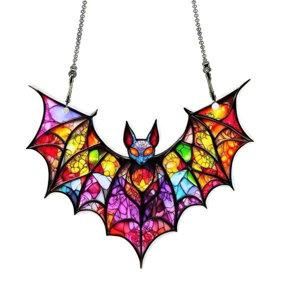 GiLiling Colorful Bat Window Hanging Ornament Collection | Halloween Wall Decor for Indoor/Outdoor Displays, Spooky Atmosphere Creation, and Thematic Home Transformation