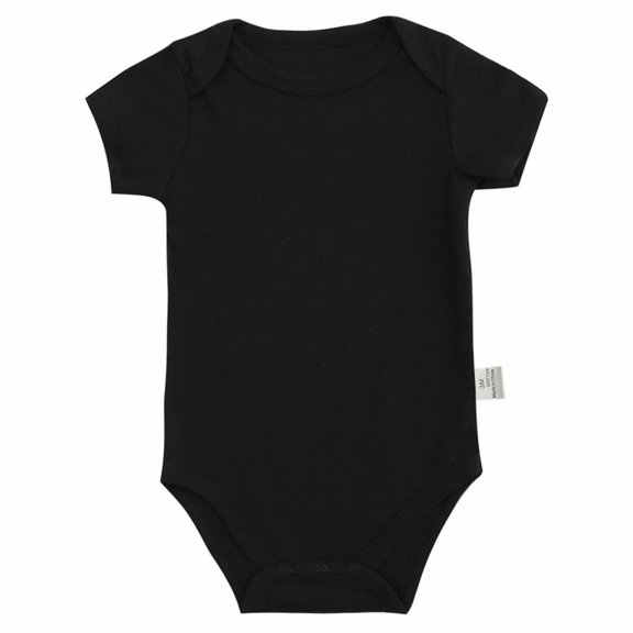 GiLiling Cotton Graphic Romper, Graphic Print and Snap Closures and Short Sleeves, Soft Cotton Fabric, Summer Outdoor Party Wear (Black, 0-3 Months)