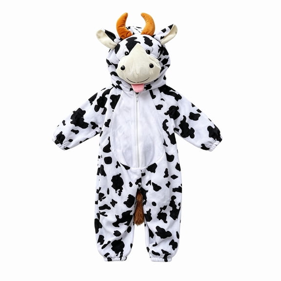 GiLiling Creations Halloween Animal Costume Toddler Boys and Girls Hooded Jumpsuit for Halloween Dress up Outfit Party (White, 3-5 Years)