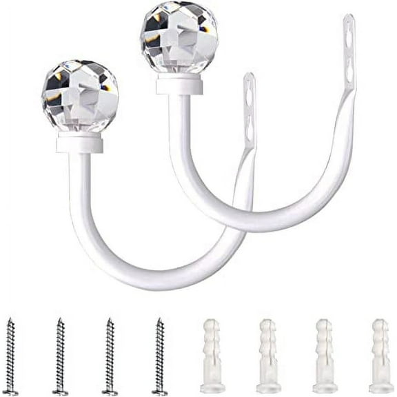 GiLiling Curtain Holdback 2pcs Wall Mounted Drapery Tiebacks with Clear Crystal Ball Heavy Duty Metal Decorative Window Drapery Curtain Holder Curtain Hooks Screws