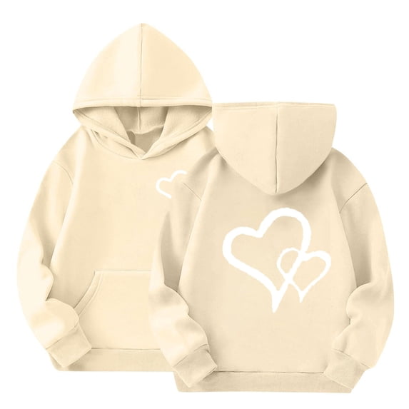 GiLiling Cute Hoodies for Teen Girls and Boys Trendy Preppy Hooded Sweatshirts Oversized Long Sleeve Shirts Clothes (Beige, 12-13 Years)