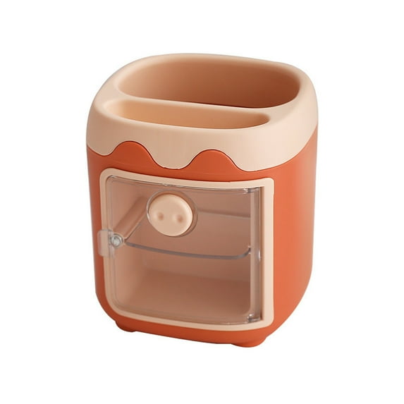 GiLiling Cute Pig Pen Holder Desktop Storage Box Fashionable Office Organizer Multi Compartment Stationery Container for Writing Essentials Countertop Solution