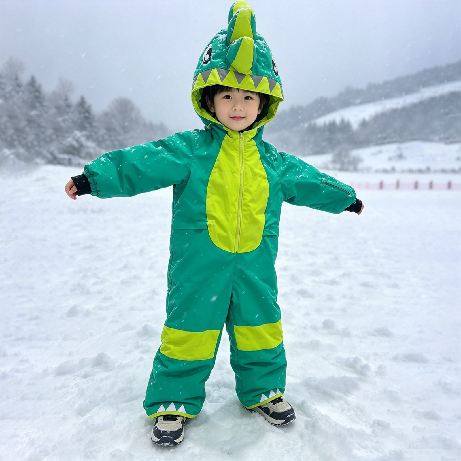 GiLiling Dinosaur Winter Warm One Piece Snowsuit for Boys Girls, Soft ...