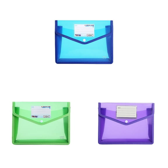 GiLiling Expandable Plastic File Folder with Snap Document Wallet Expanding File Button Folder Office & Stationery,13 x 10 x 2.8in 3PC