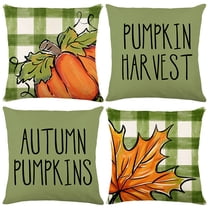 GiLiling Fall Pillow Covers Green Orange Throw Pillows Cover 18x18 Set of 4 Outdoor Fall Decorations Pumpkin Farmhouse Pillow Case for Sofa Couch Thanksgiving Decorations for Home Room Decor