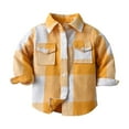 thumbnail image 1 of GiLiling Flannel Shirts for Boys Girls Casual Long Sleeve Lapel Button Down Winter Plaid Jacket Toddler Outwear Clothes (Yellow, 4-5 Years), 1 of 3
