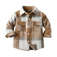 thumbnail image 1 of GiLiling Flannel Shirts for Boys and Girls Casual Long Sleeve Lapel Button Down Winter Plaid Jacket Toddler Outwear Clothes (Brown, 9-10 Years), 1 of 3