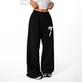 thumbnail image 1 of GiLiling Girl's Bowknot Baggy Sweatpants, Cute Straight Leg Athletic Pants, Elastic Waist Drawstring Pant for Teen Girls (Black, 11-12 Years), 1 of 7