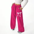 thumbnail image 1 of GiLiling Girl's Bowknot Baggy Sweatpants, Cute Straight Leg Athletic Pants, Elastic Waist Drawstring Pant for Teen Girls (Hot Pink, 7-8 Years), 1 of 8