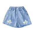 thumbnail image 1 of GiLiling Girl's Denim Skirts Ruffle Kid Flower Flared Pleated Jeans Skort with Shorts Underneath Toddler Cute Summer Skirt (I, 6-7 Years), 1 of 3