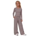 thumbnail image 1 of GiLiling Girls 2 Piece Set Fall Winter Outfits Lounge Sets Long Sleeve Top Wide Leg Pants Sweatsuit Clothing Athletic Outfit (Dark Gray, 8-9 Years), 1 of 9
