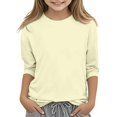 thumbnail image 1 of GiLiling Girls 3/4 Sleeve Crewneck Sweatshirt, Cute Graphic Print Basic Blouse, Solid Tone Soft Top Perfect for Playdates and Casual Daily Leisure, 1 of 7
