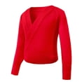 thumbnail image 1 of GiLiling Girls Ballet Sweater - Dance Warm Up Wrap Pullover Knit Cover Up for Leotards, Soft Long Sleeve Ballet Top (Red, 9-10 Years), 1 of 4