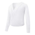 thumbnail image 1 of GiLiling Girls Ballet Sweater - Dance Warm Up Wrap Pullover Knit Cover Up for Leotards, Soft Long Sleeve Ballet Top (White, 3-4 Years), 1 of 3