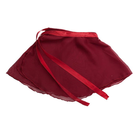 GiLiling Girls Ballet Wrap Skirts Chiffon Dance Skirt Adjustable Tie Waist Sheer Skirt for Ballet Class Recitals Practice (Wine, 3-7 Years)