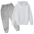 thumbnail image 1 of GiLiling Girls Boys 2 Piece Tracksuit Athletic Sweatsuit Hooded Sweatshirt and Loose Jogger Sweatpants Set (White, 5-6 Years), 1 of 3