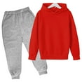 thumbnail image 1 of GiLiling Girls Boys 2 Piece Tracksuit Athletic Sweatsuit Hooded Sweatshirt and Loose Jogger Sweatpants Set (Red, 11-12 Years), 1 of 3