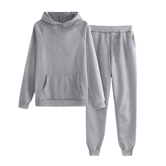 GiLiling Girls Boys Athletic Matching Set, 2-Piece Tracksuit Jogging Suit, Hooded Sweatshirt and Jogger Sweatpants Sweat Set (Grey, 15-16 Years)