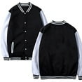 thumbnail image 1 of GiLiling Girls Boys Baseball Bomber Jacket Button Sweatshirt Color Blocking Casual Lightweight Sports Coat Outerwear Trendy (Black, 3-4 Years), 1 of 3