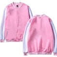 thumbnail image 1 of GiLiling Girls Boys Baseball Bomber Jacket Button Sweatshirt Color Blocking Casual Lightweight Sports Coat Outerwear Trendy (Pink, 2-3 Years), 1 of 3