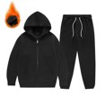 thumbnail image 1 of GiLiling Girls Boys Fleece Lined 2 Piece Sweatsuit Zip Up Hoodie and Jogger Sweatpants Casual Winter Wear (Black, 9-10 Years), 1 of 4