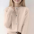 thumbnail image 1 of GiLiling Girls Boys Knitted Cardigan, Solid Color Crew Neck Button Down Sweater, Autumn Winter Soft Warm Coat for Kids Casual Outerwear (Beige, 9-10 Years), 1 of 5