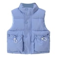 thumbnail image 1 of GiLiling Girls Boys Puffer Vest Sleeveless Quilted Bubble Jacket Padded Gilet down Vest Zip up Stand Collar Fall Winter Warm Casual Clothes (Blue, 3-4 Years), 1 of 8