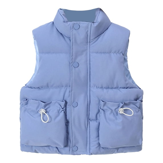 GiLiling Girls Boys Puffer Vest Sleeveless Quilted Bubble Jacket Padded Gilet down Vest Zip up Stand Collar Fall Winter Warm Casual Clothes (Blue, 3-4 Years)