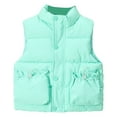 thumbnail image 1 of GiLiling Girls Boys Puffer Vest Sleeveless Quilted Bubble Jacket Padded Gilet down Vest Zip up Stand Collar Fall Winter Warm Casual Clothes (Green, 5-6 Years), 1 of 9