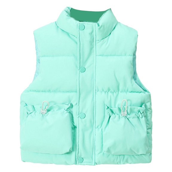 GiLiling Girls Boys Puffer Vest Sleeveless Quilted Bubble Jacket Padded Gilet down Vest Zip up Stand Collar Fall Winter Warm Casual Clothes (Green, 7-8 Years)