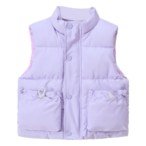 GiLiling Girls Boys Puffer Vest Sleeveless Quilted Bubble Jacket Padded Gilet down Vest Zip up Stand Collar Fall Winter Warm Casual Clothes (Purple, 4-5 Years)