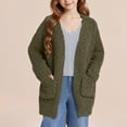 thumbnail image 1 of GiLiling Girls Cardigan Open Front Popcorn Knit Long Sleeve Sweaters Coat Fuzzy Knit Outwear with Pockets Warm Winter Cardigans (Blackish Green, 5-6 Years), 1 of 6