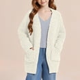 thumbnail image 1 of GiLiling Girls Cardigan Open Front Popcorn Knit Long Sleeve Sweaters Coat Fuzzy Knit Outwear with Pockets Warm Winter Cardigans (White, 13-14 Years), 1 of 6
