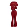 thumbnail image 1 of GiLiling Girls Cherry Print Outfit Round Neck Short Sleeve T Shirt and Matching Flare Pants 2 Piece Casual Set (Red, 12-13 Years), 1 of 5