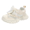 thumbnail image 1 of GiLiling Girls Closed-Toe Sandals, Breathable Mesh Synthetic Upper Pearl Bow Detail Adjustable Ankle Strap Non-Slip Thick Sole, Summer Casual Footwear (White, 5-5.5 Years), 1 of 8
