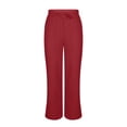 thumbnail image 1 of GiLiling Girls Cotton Linen Pants Wide Leg Drawstring Elastic High Waist Pants Teen Summer Casual Loose Lightweight with Pockets (Red, 12-13 Years), 1 of 9