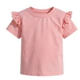thumbnail image 1 of GiLiling Girls Cute T Shirt Ruffle Short Sleeve Pullover Top Toddler Girl Solid Color Crewneck Tee Kids Summer Casual Shirt (Pink, 2-3 Years), 1 of 9