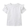 thumbnail image 1 of GiLiling Girls Cute T Shirt Ruffle Short Sleeve Pullover Top Toddler Girl Solid Color Crewneck Tee Kids Summer Casual Shirt (White, 6-8 Years), 1 of 8