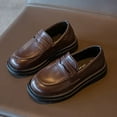 thumbnail image 1 of GiLiling Girls Dress Shoes Chunky Loafers for Girl Platform Penny Loafers Round Toe School Uniform Slip on Oxford Shoes (Brown, 5-5.5 Years), 1 of 4