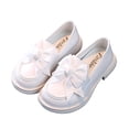 thumbnail image 1 of GiLiling Girls Dress Shoes Loafers, Bowknot Slip-On School Shoes with Low Heel, Closed-Toe Flat Shoes for Uniforms Performances Parties Casual Wear (White, 5 Years), 1 of 6