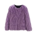 thumbnail image 1 of GiLiling Girls Faux Fur Vest Long Sleeve Furry Jacket Kids Thick Warm CoatPlain Cute Fuzzy Waistcoat Fashion Cardigan (Purple-B, 3-4 Years), 1 of 2