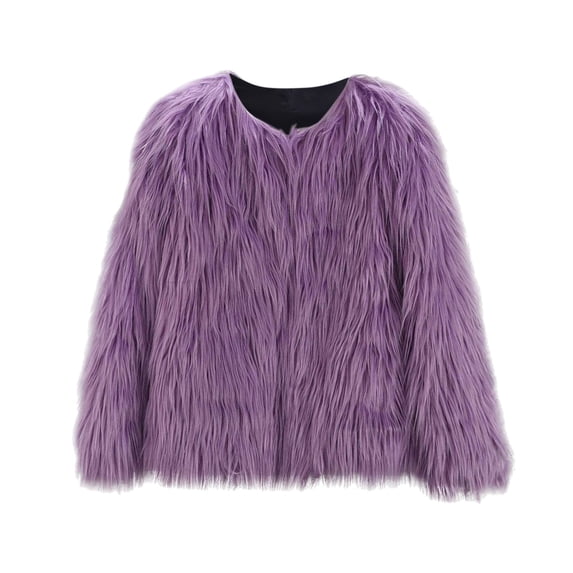 GiLiling Girls Faux Fur Vest Long Sleeve Furry Jacket Kids Thick Warm CoatPlain Cute Fuzzy Waistcoat Fashion Cardigan (Purple-B, 3-4 Years)