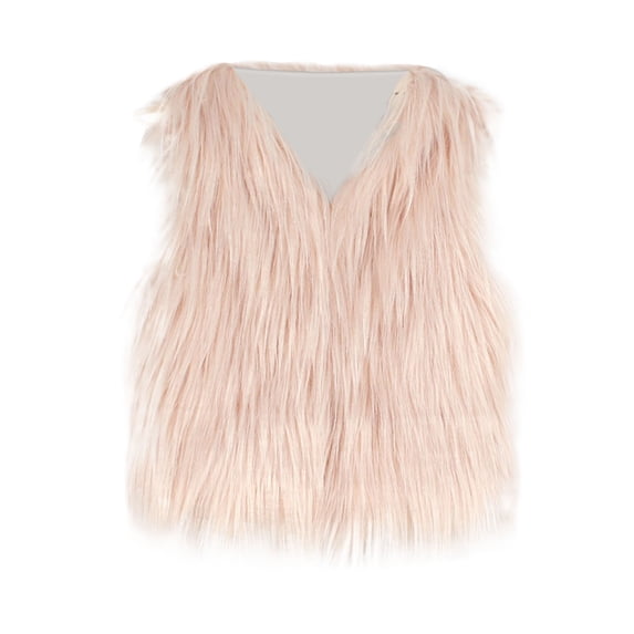 GiLiling Girls Faux Fur Vest Sleeveless Furry Jacket Kids Thick Warm CoatPlain Cute Fuzzy Waistcoat Fashion Cardigan (Pink-B, 4-5 Years)