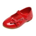thumbnail image 1 of GiLiling Girls Flats Dress Shoes, Mary Jane Ballet Flats with Bow, Closed-Toe Patent PU Leather Flat Heel Princess Footwear for Party Wedding and Daily Formal Occasions (Red, 3-3.5 Years), 1 of 9